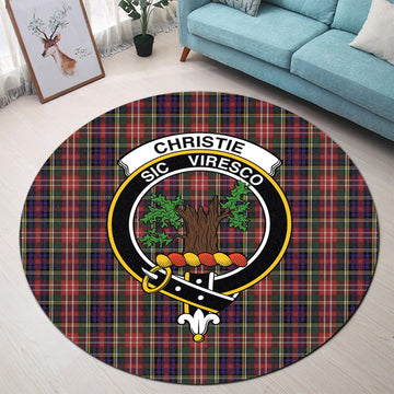 Christie Tartan Round Rug with Family Crest