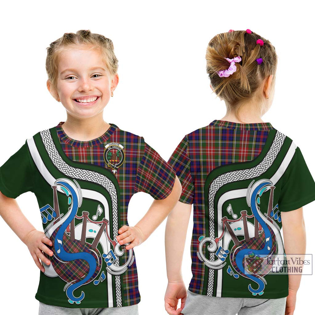 Tartan Vibes Clothing Christie Tartan Kid T-Shirt with Epic Bagpipe Style