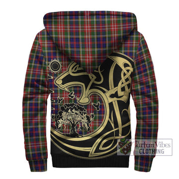 Christie Tartan Sherpa Hoodie with Family Crest Celtic Wolf Style