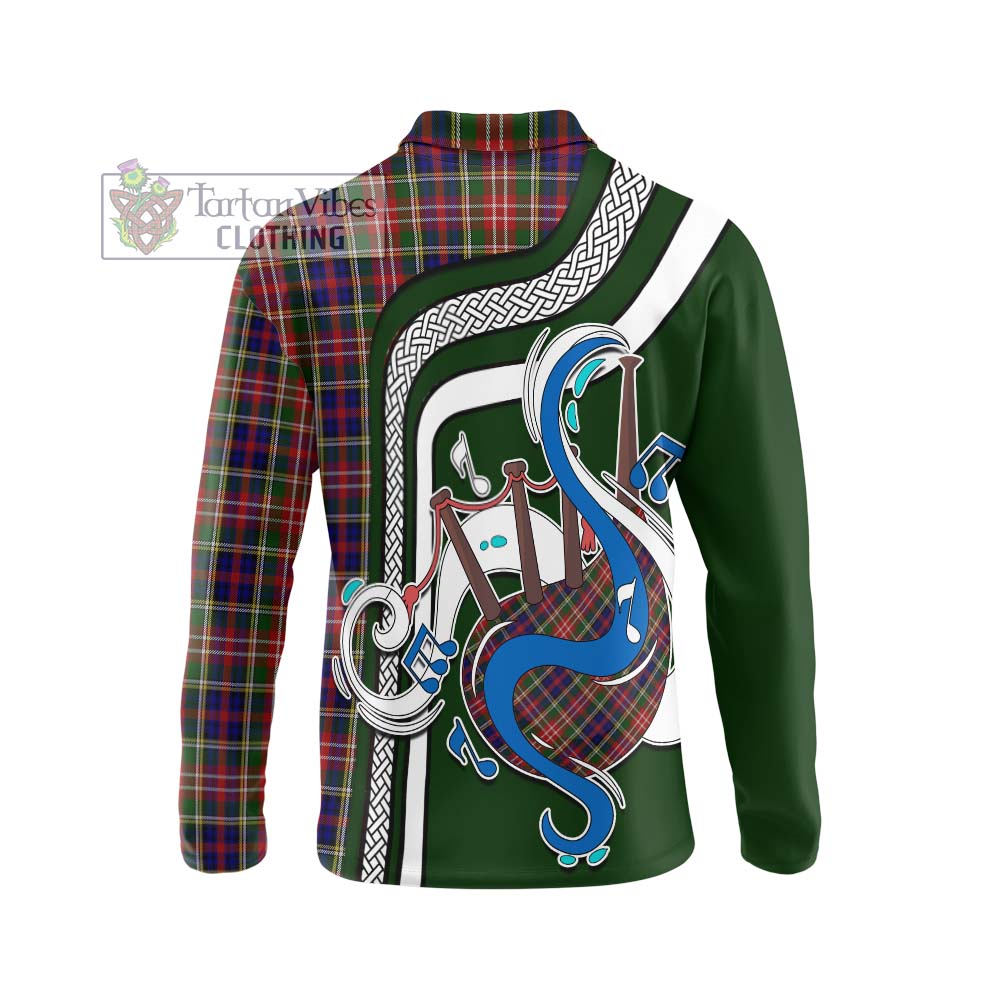 Tartan Vibes Clothing Christie Tartan Long Sleeve Polo Shirt with Epic Bagpipe Style