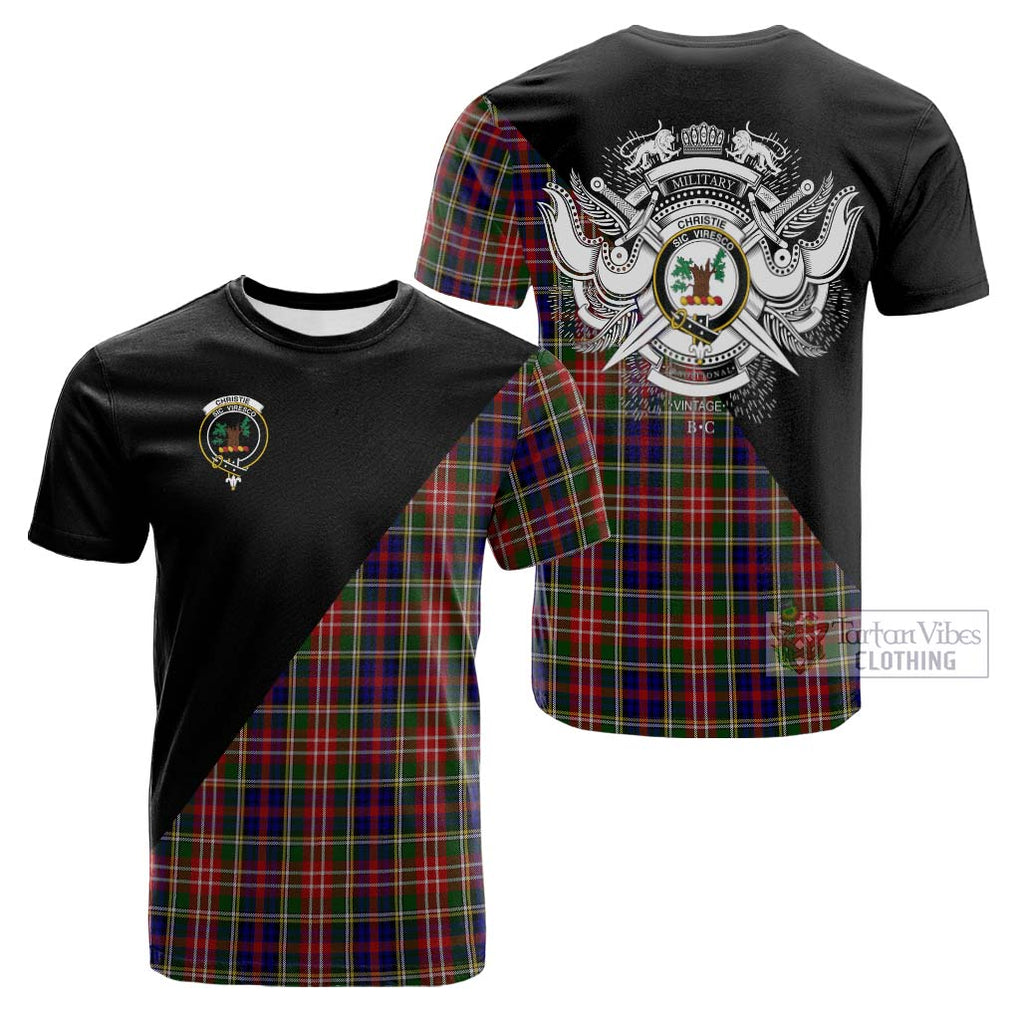 Tartan Vibes Clothing Christie Tartan Cotton T-shirt with Family Crest and Military Logo Style