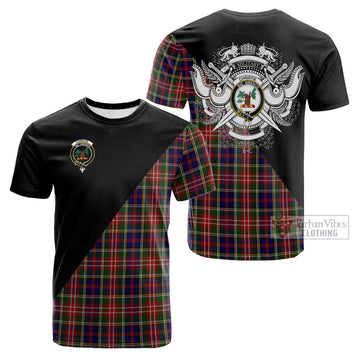 Christie Tartan Cotton T-shirt with Family Crest and Military Logo Style