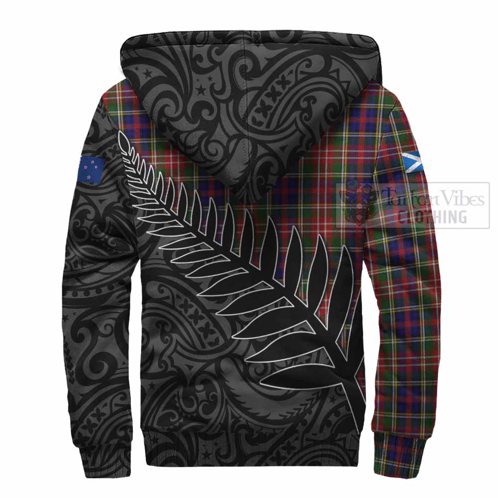 Tartan Vibes Clothing Christie Crest Tartan Sherpa Hoodie with New Zealand Silver Fern Half Style