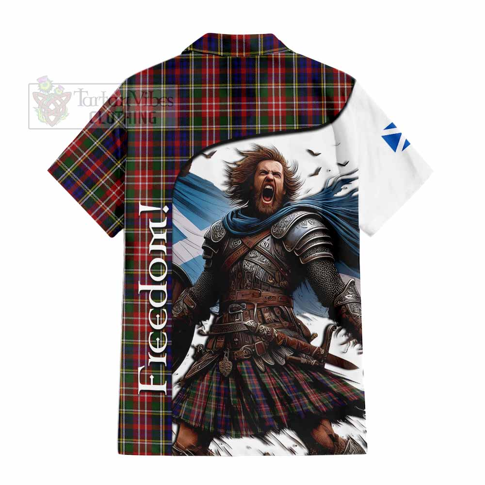 Tartan Vibes Clothing Christie Crest Tartan Short Sleeve Button Shirt Inspired by the Freedom of Scottish Warrior