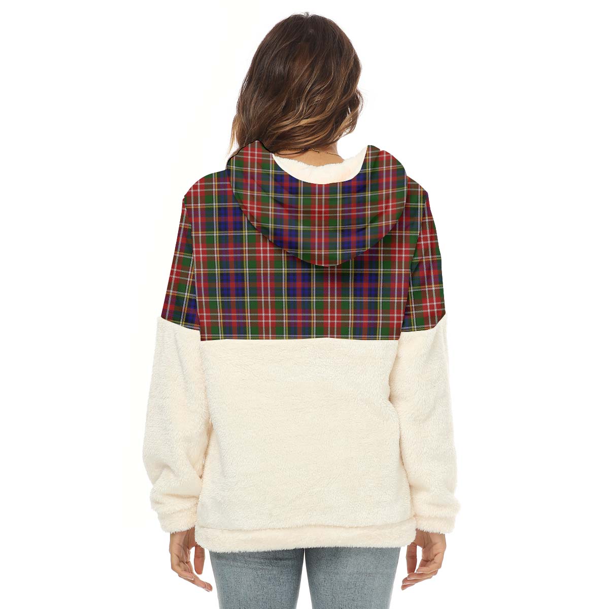 Christie Tartan Women's Borg Fleece Hoodie With Half Zip with Family Crest - Tartan Vibes Clothing