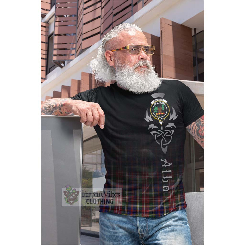 Tartan Vibes Clothing Christie Tartan Cotton T-shirt Featuring Alba Gu Brath Family Crest Celtic Inspired