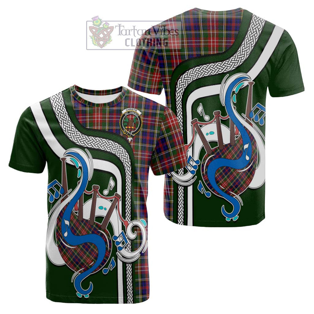 Tartan Vibes Clothing Christie Tartan Cotton T-shirt with Epic Bagpipe Style