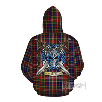 Christie Tartan Cotton Hoodie with Family Crest Celtic Skull Style