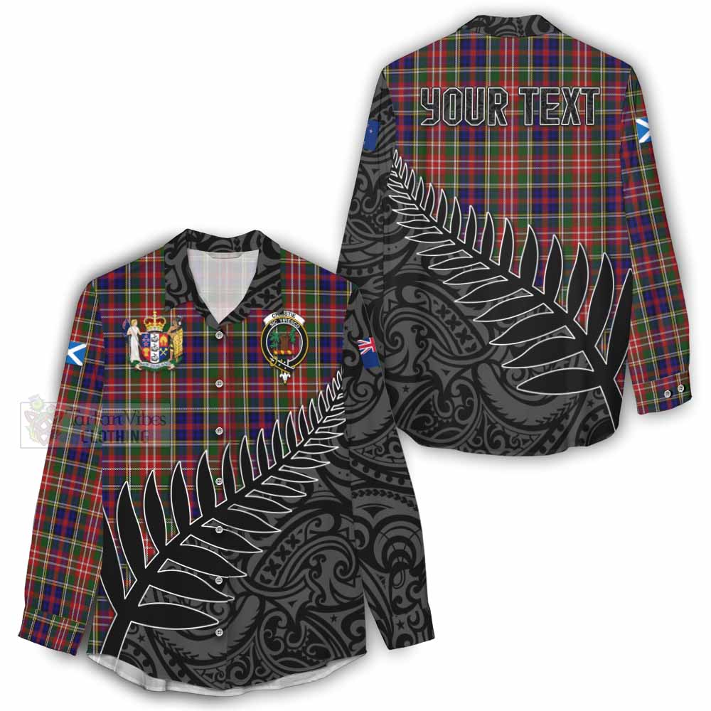 Tartan Vibes Clothing Christie Crest Tartan Women's Casual Shirt with New Zealand Silver Fern Half Style