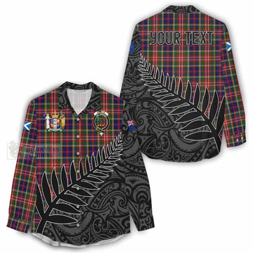 Christie Crest Tartan Women's Casual Shirt with New Zealand Silver Fern Half Style