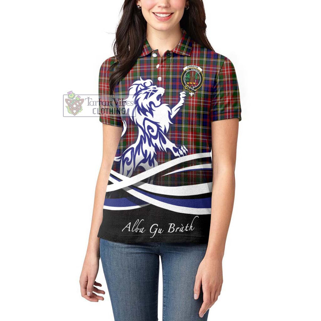 Christie Tartan Women's Polo Shirt with Alba Gu Brath Regal Lion Emblem - Tartanvibesclothing Shop