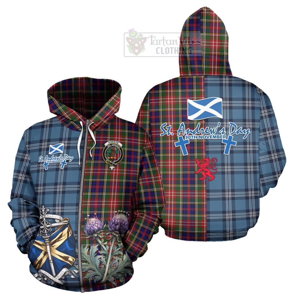 Tartan Vibes Clothing Christie Tartan Hoodie Happy St. Andrew's Day Half Tartan Style