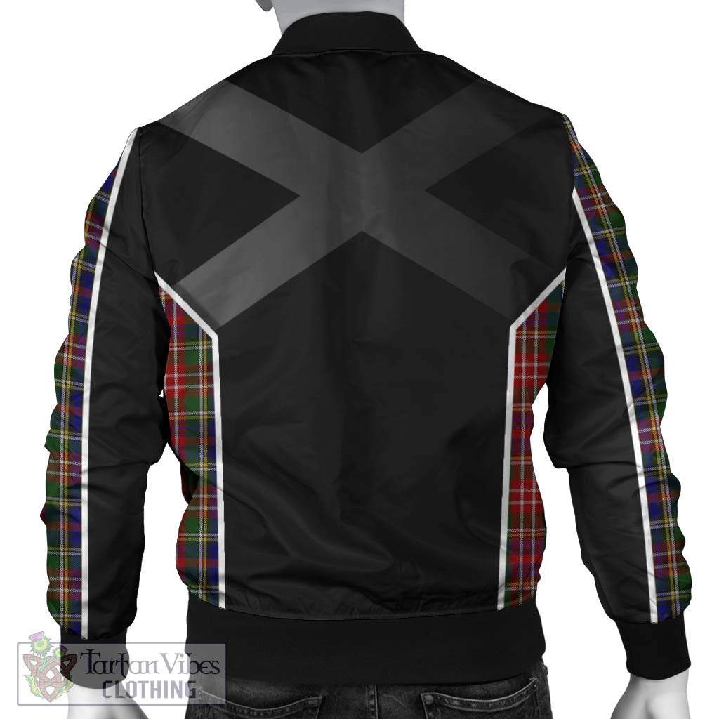 Tartan Vibes Clothing Christie Tartan Bomber Jacket with Family Crest and Scottish Thistle Vibes Sport Style