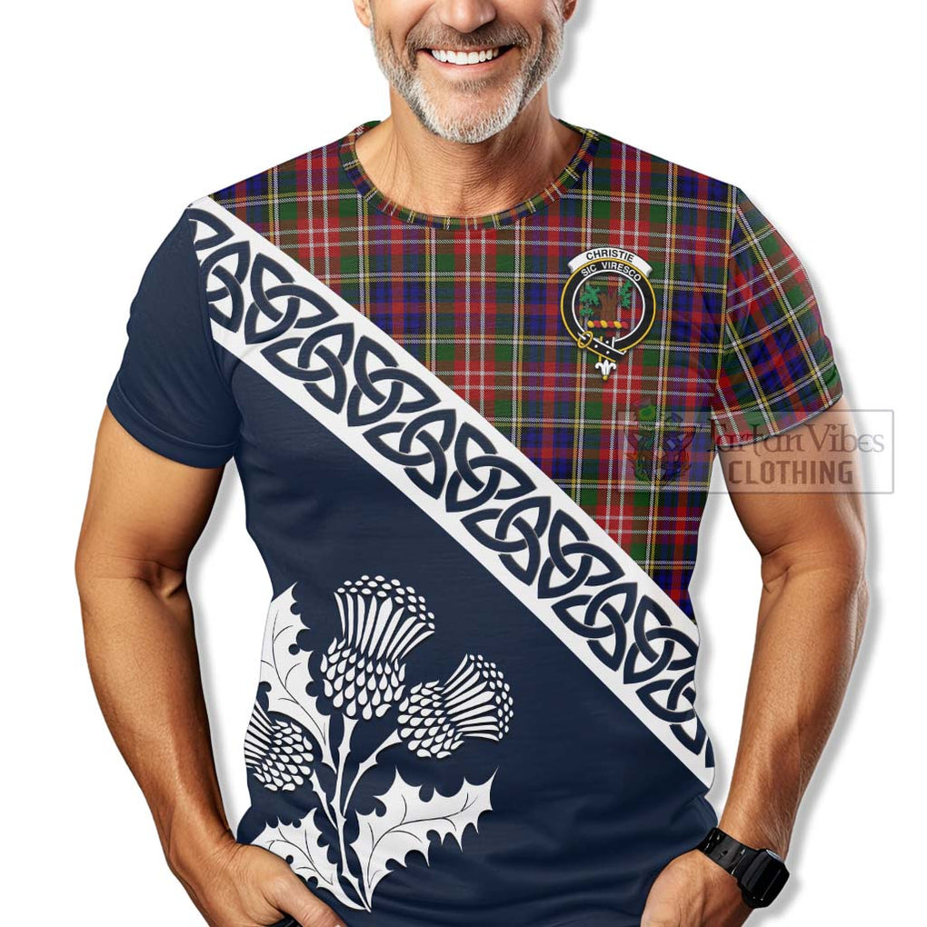 Christie Tartan T-Shirt Featuring Thistle and Scotland Map