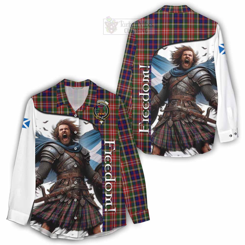 Tartan Vibes Clothing Christie Crest Tartan Women's Casual Shirt Inspired by the Freedom of Scottish Warrior