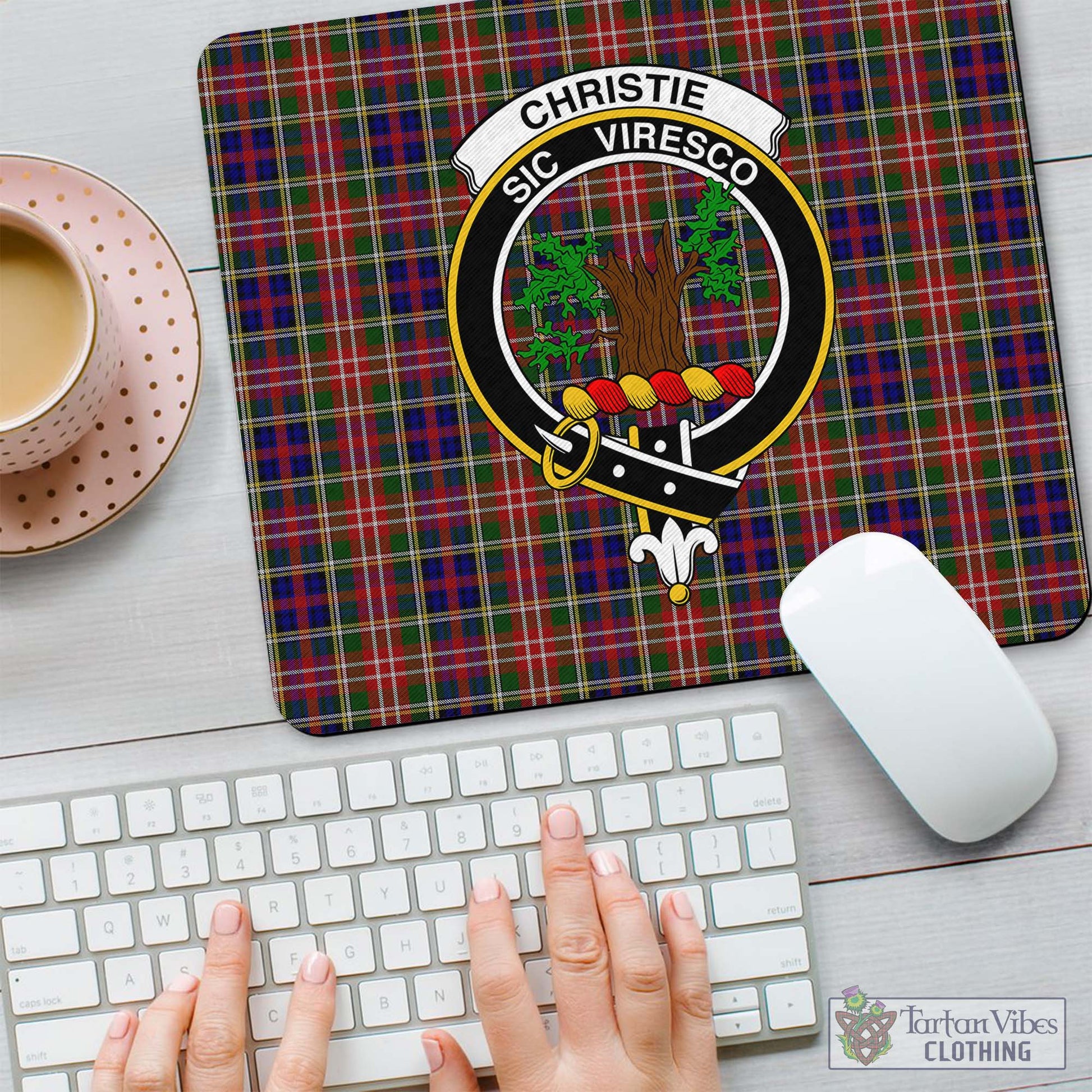 Tartan Vibes Clothing Christie Tartan Mouse Pad with Family Crest