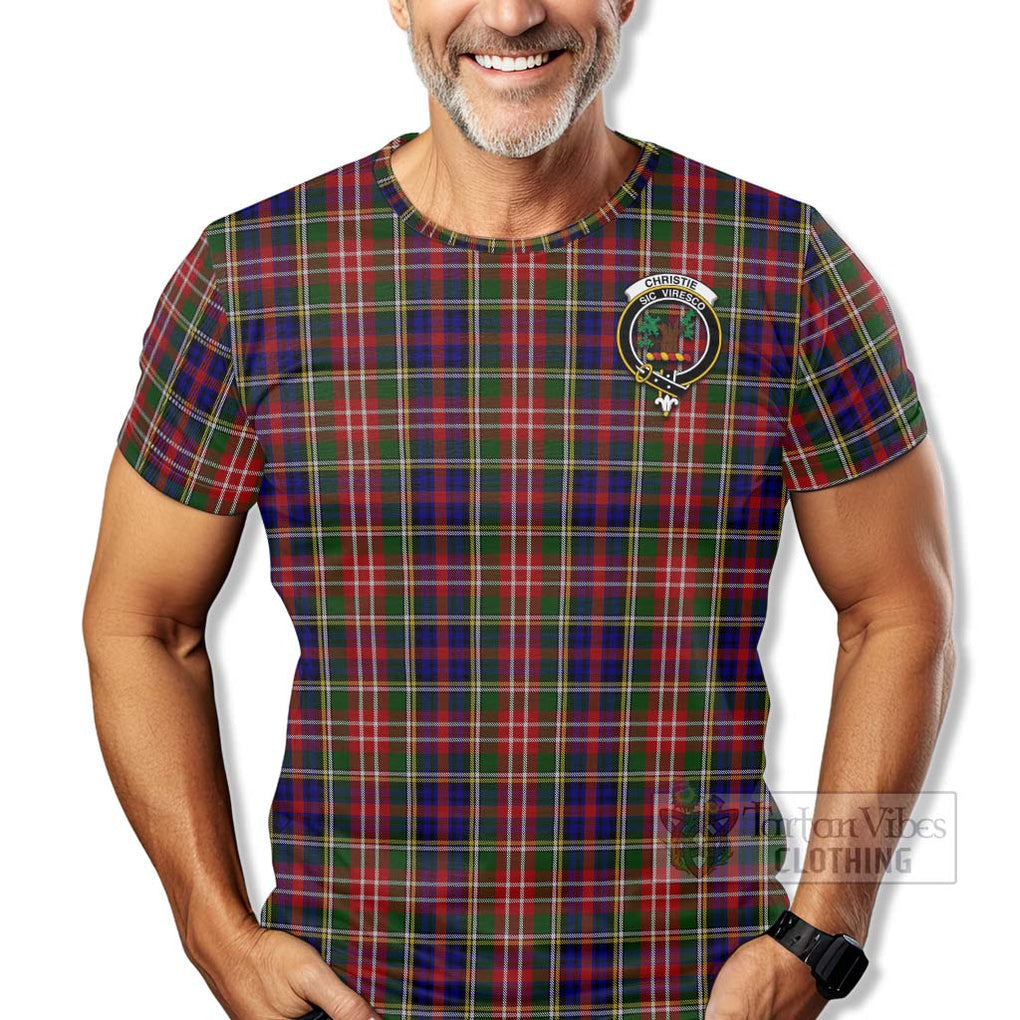 Tartan Vibes Clothing Christie Tartan T-Shirt with Family Crest Celtic Skull Style