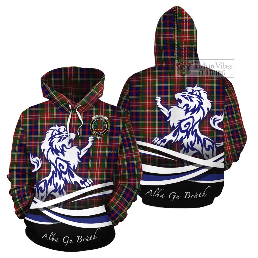 Tartan Vibes Clothing Christie Tartan Cotton Hoodie with Alba Gu Brath Regal Lion Emblem