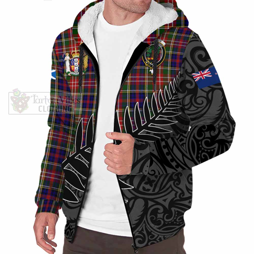 Tartan Vibes Clothing Christie Crest Tartan Sherpa Hoodie with New Zealand Silver Fern Half Style