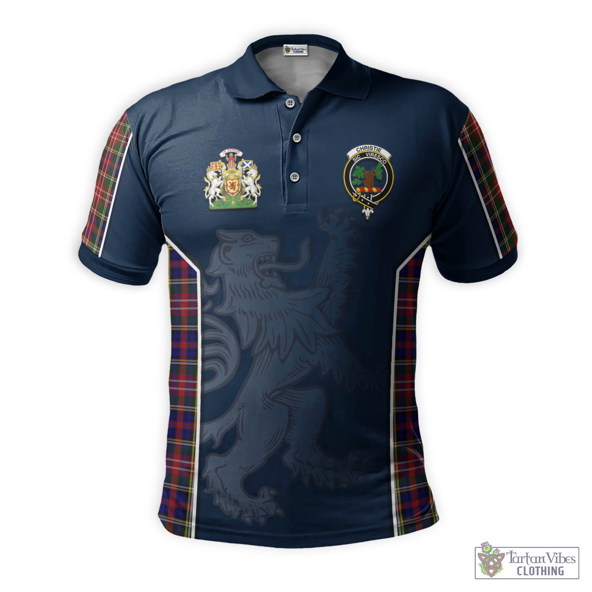 Tartan Vibes Clothing Christie Tartan Men's Polo Shirt with Family Crest and Lion Rampant Vibes Sport Style