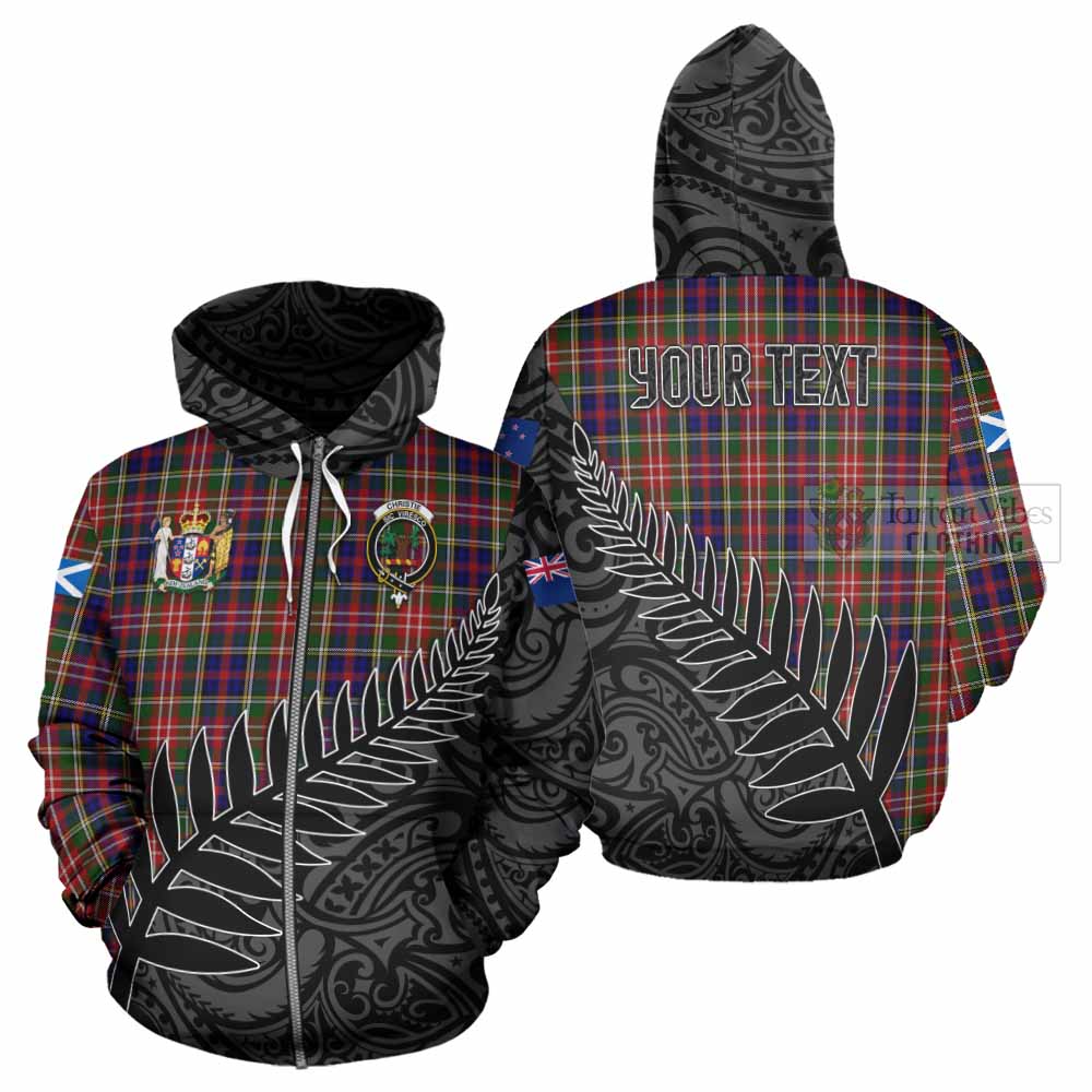 Tartan Vibes Clothing Christie Crest Tartan Hoodie with New Zealand Silver Fern Half Style