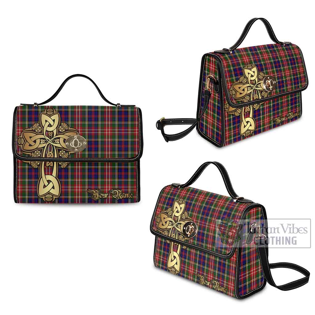 Tartan Vibes Clothing Christie Tartan Waterproof Canvas Bag Golden Thistle Celtic Cross Style