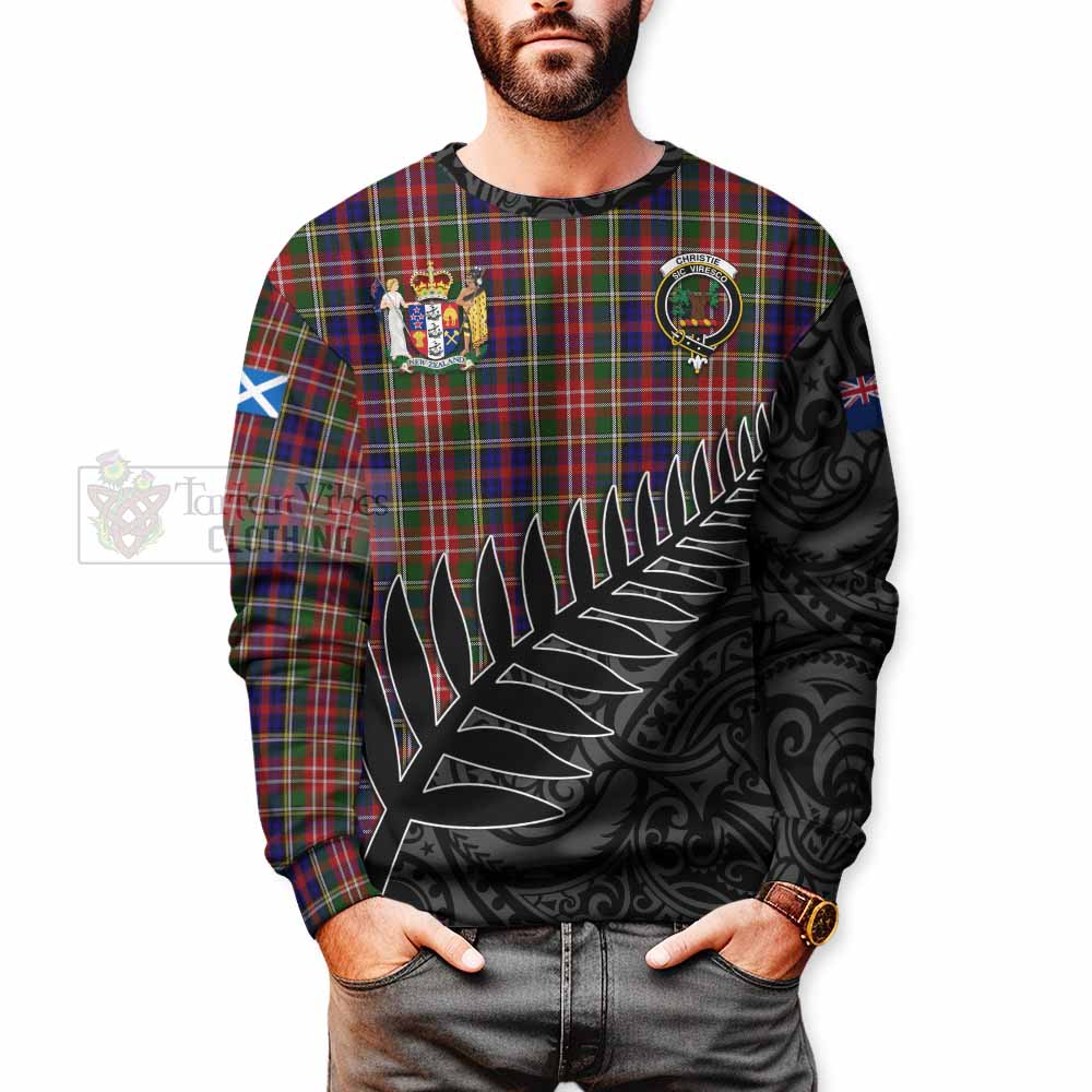 Tartan Vibes Clothing Christie Crest Tartan Sweatshirt with New Zealand Silver Fern Half Style