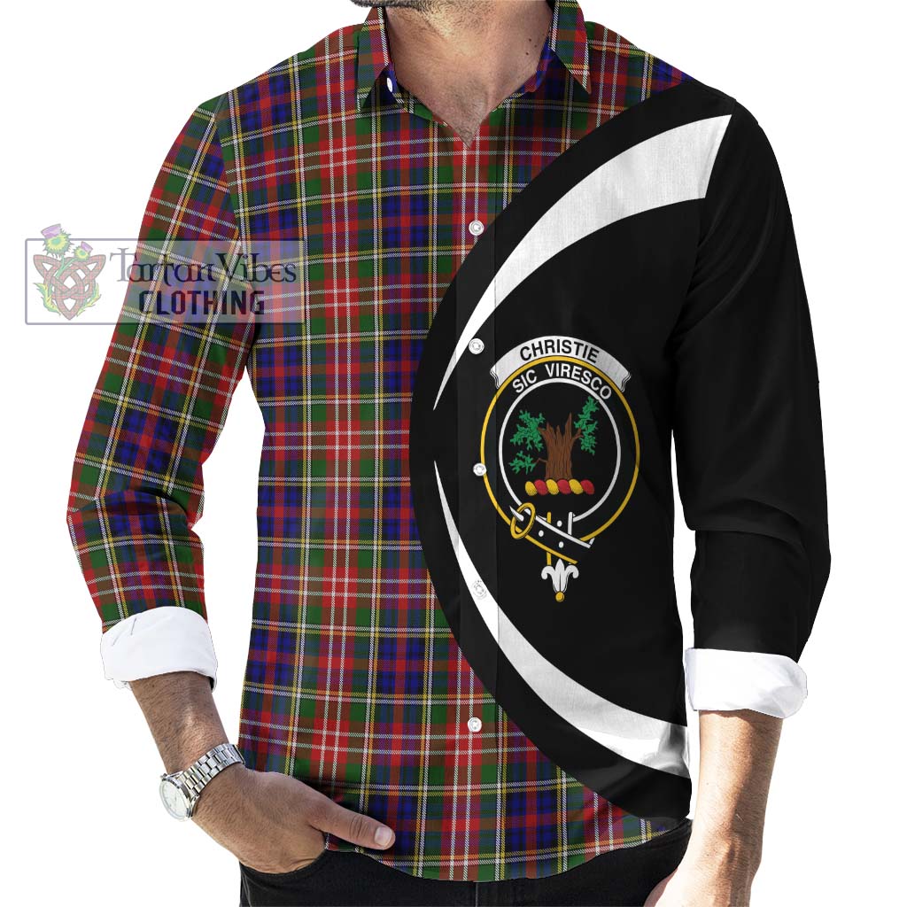 Christie Tartan Long Sleeve Button Up with Family Crest Circle Style - Tartan Vibes Clothing