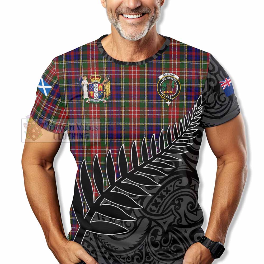 Tartan Vibes Clothing Christie Crest Tartan T-Shirt with New Zealand Silver Fern Half Style