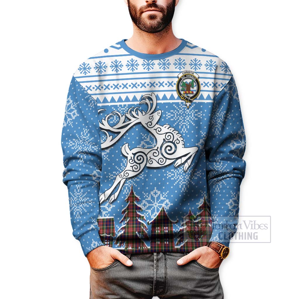 Tartan Vibes Clothing Christie Clan Christmas Sweatshirt Celtic Reindeer Style