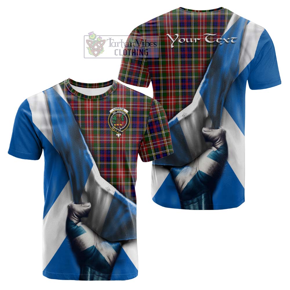 Tartan Vibes Clothing Christie Tartan Cotton T-shirt with Family Crest Scotland Patriotic Style