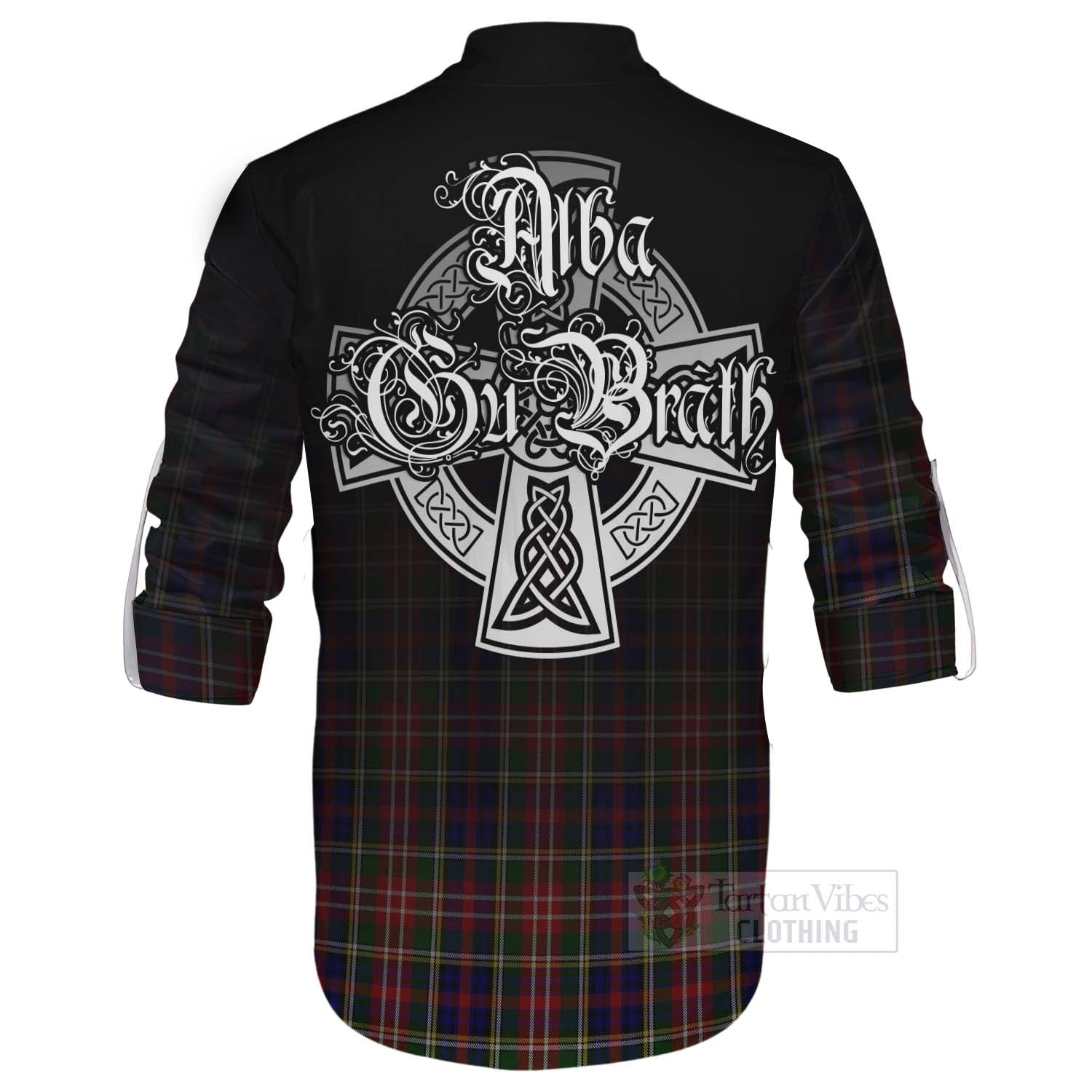 Tartan Vibes Clothing Christie Tartan Ghillie Kilt Shirt Featuring Alba Gu Brath Family Crest Celtic Inspired