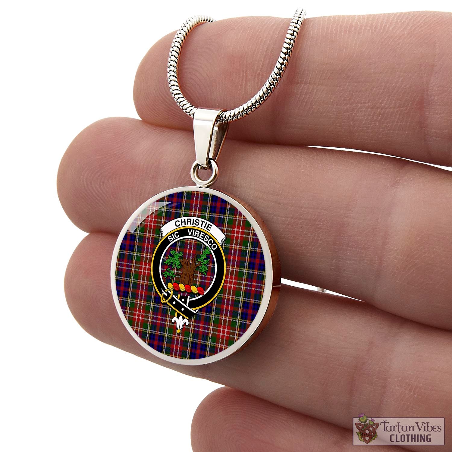 Tartan Vibes Clothing Christie Tartan Circle Necklace with Family Crest