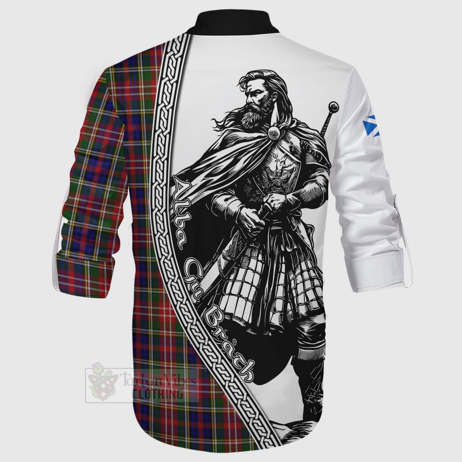 Tartan Vibes Clothing Christie Tartan Clan Crest Ghillie Kilt Shirt with Highlander Warrior Celtic Style