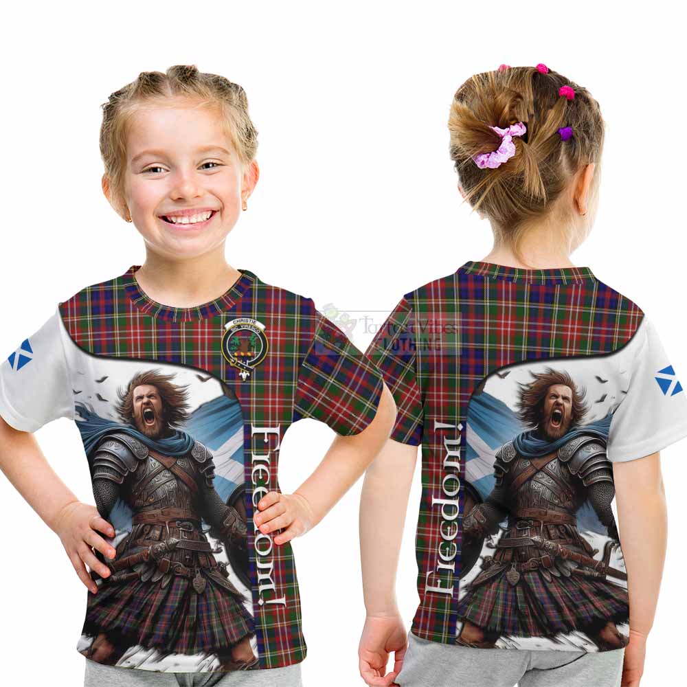 Tartan Vibes Clothing Christie Crest Tartan Kid T-Shirt Inspired by the Freedom of Scottish Warrior