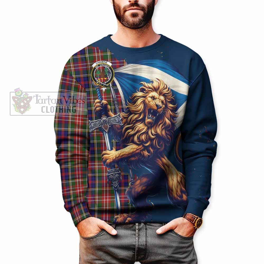 Tartan Vibes Clothing Christie Tartan Family Crest Sweatshirt with Scottish Majestic Lion