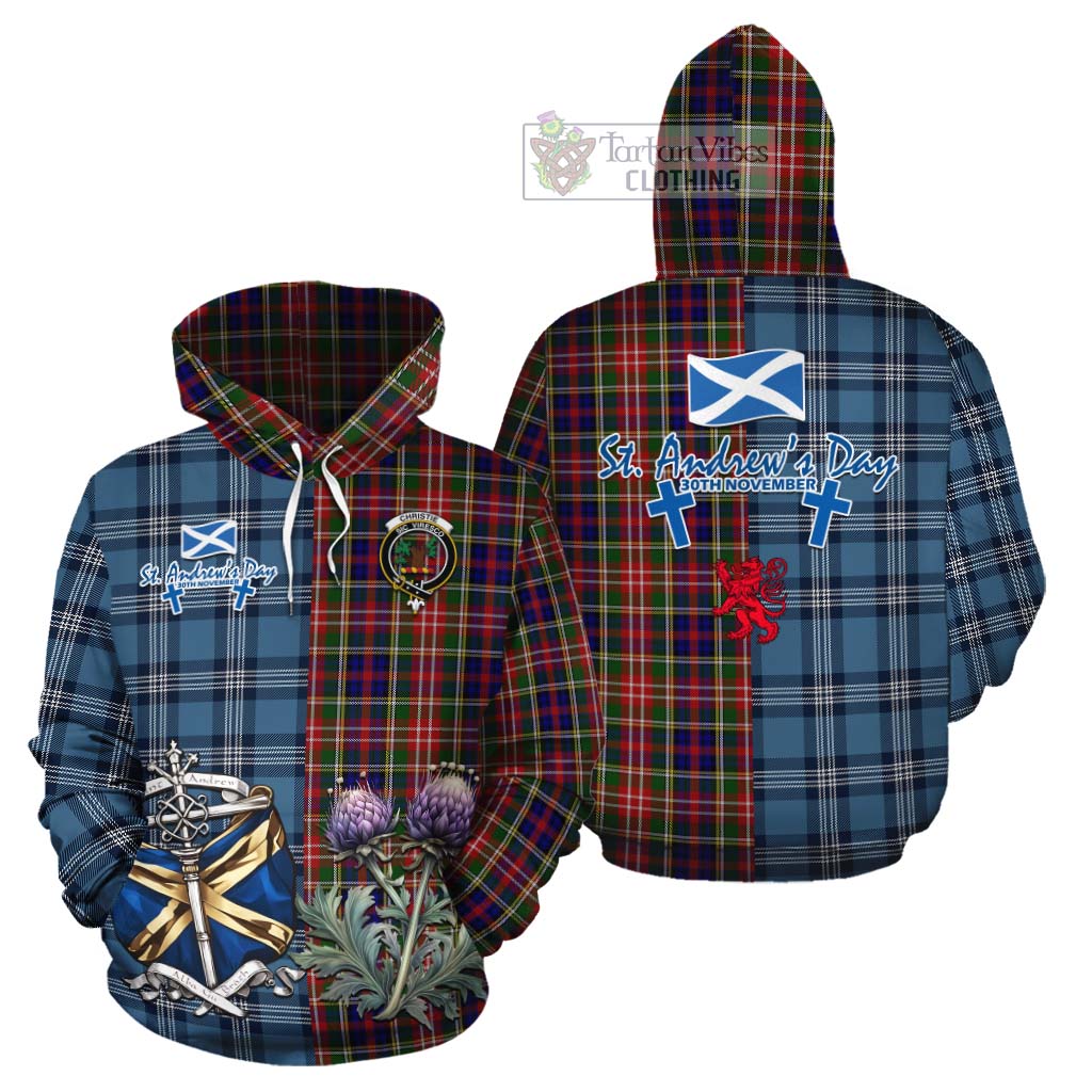 Tartan Vibes Clothing Christie Tartan Cotton Hoodie Happy St. Andrew's Day Half Tartan Style