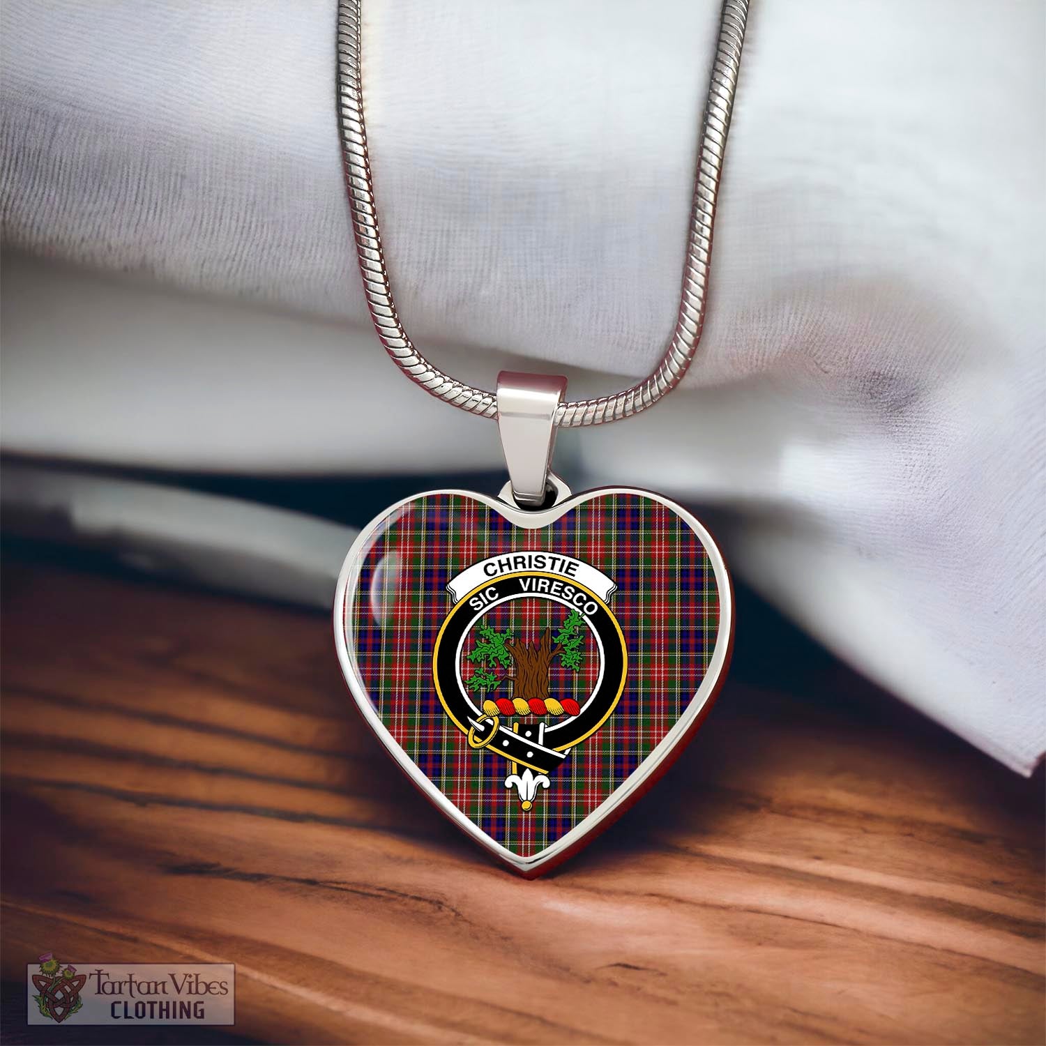 Tartan Vibes Clothing Christie Tartan Heart Necklace with Family Crest