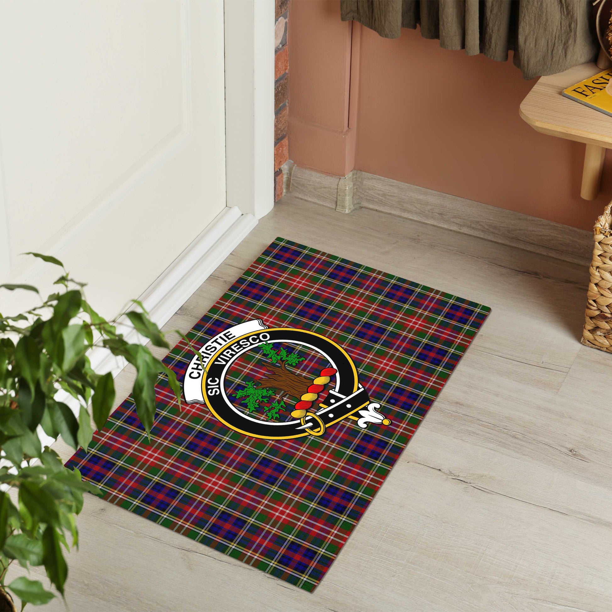 Christie Tartan Door Mat with Family Crest - Tartanvibesclothing