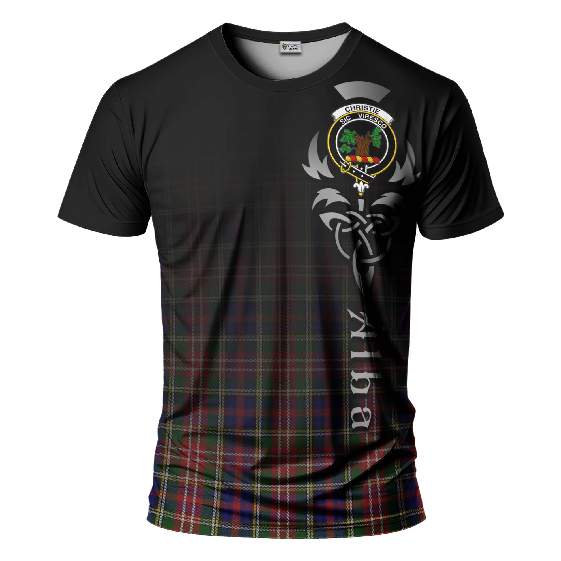 Tartan Vibes Clothing Christie Tartan T-Shirt Featuring Alba Gu Brath Family Crest Celtic Inspired