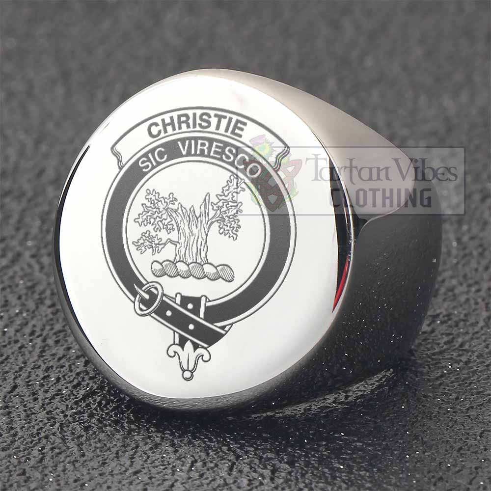 Tartan Vibes Clothing Christie Clan Crest Engraved Ring