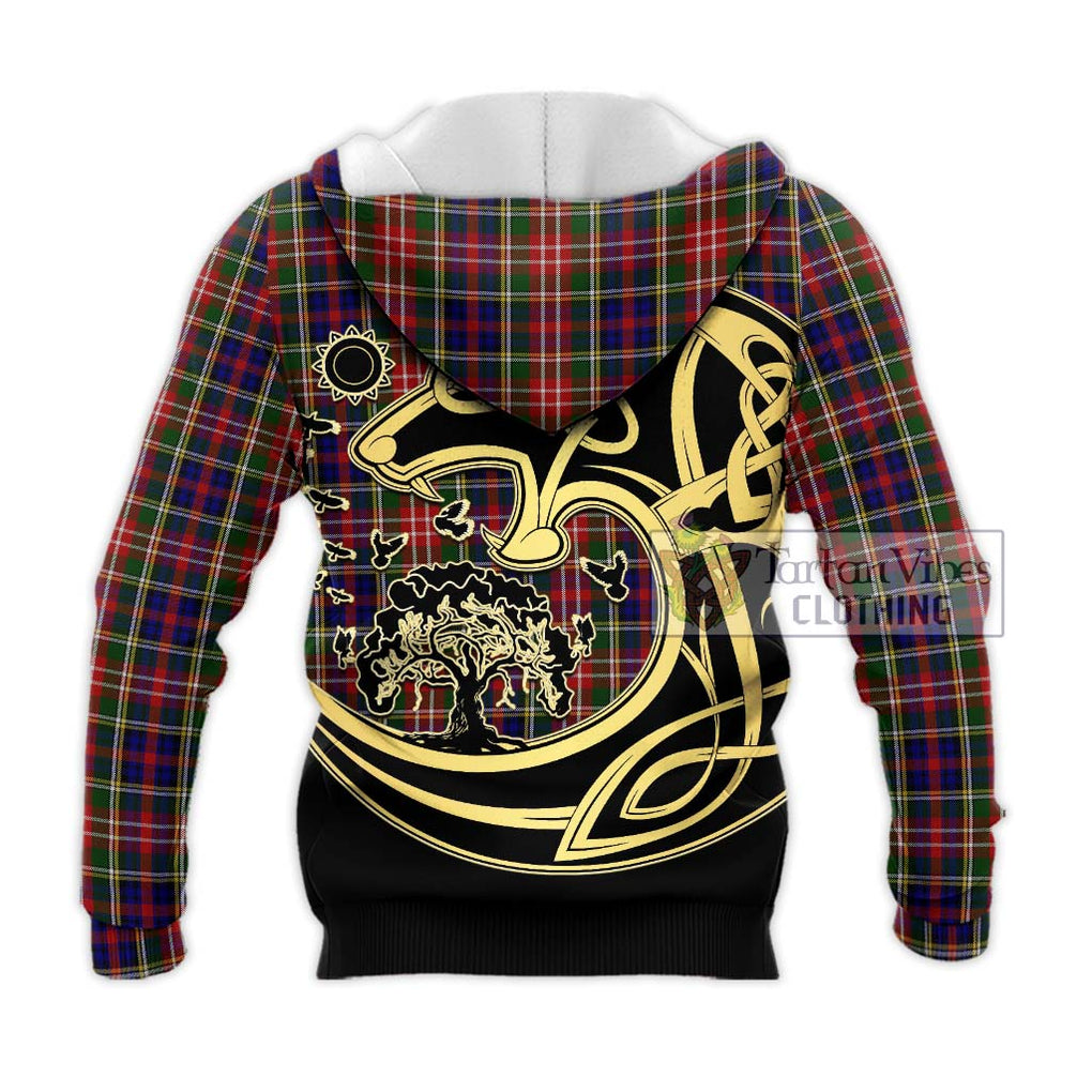 Christie Tartan Knitted Hoodie with Family Crest Celtic Wolf Style - Tartan Vibes Clothing