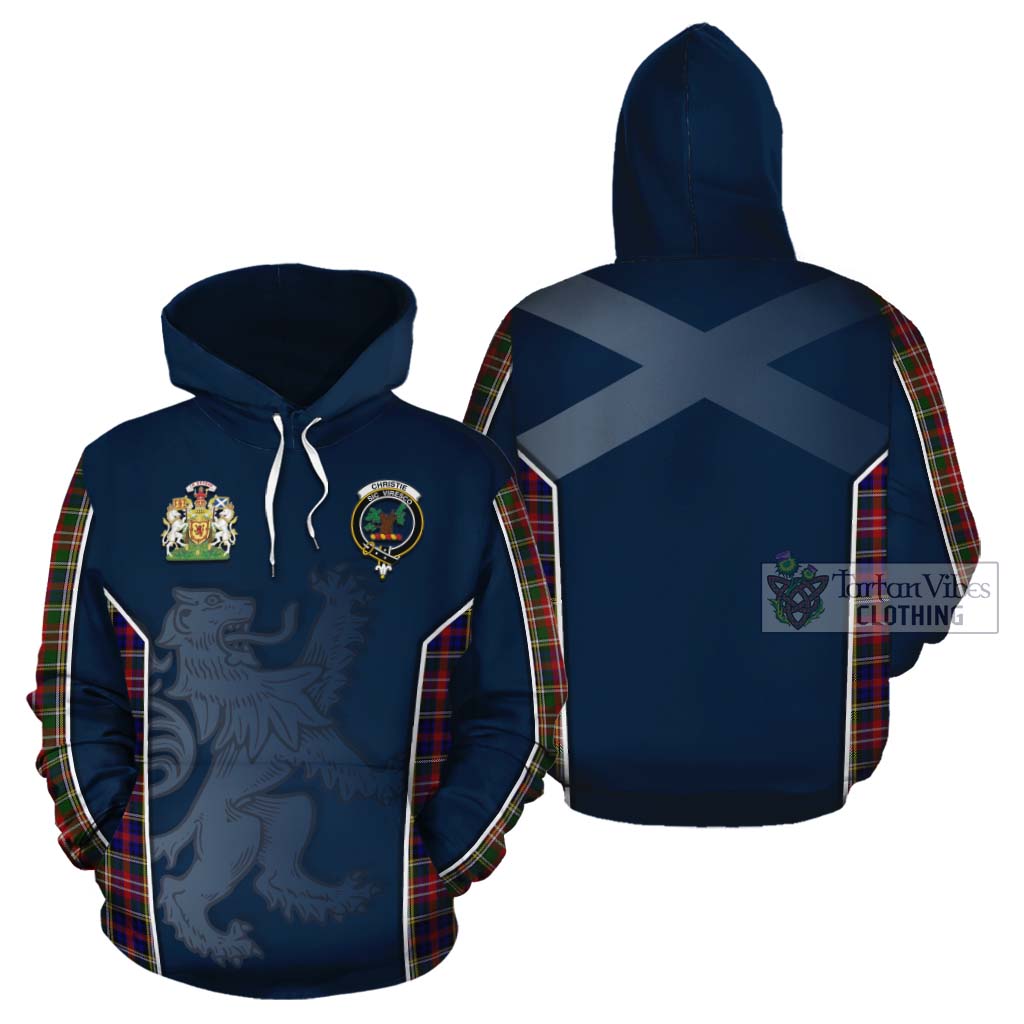 Tartan Vibes Clothing Christie Tartan Cotton Hoodie with Family Crest and Lion Rampant Vibes Sport Style