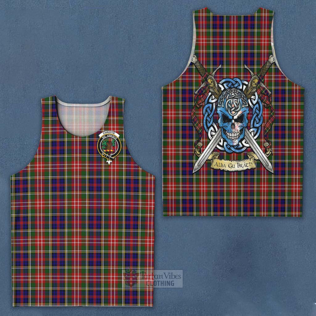 Tartan Vibes Clothing Christie Tartan Men's Tank Top with Family Crest Celtic Skull Style