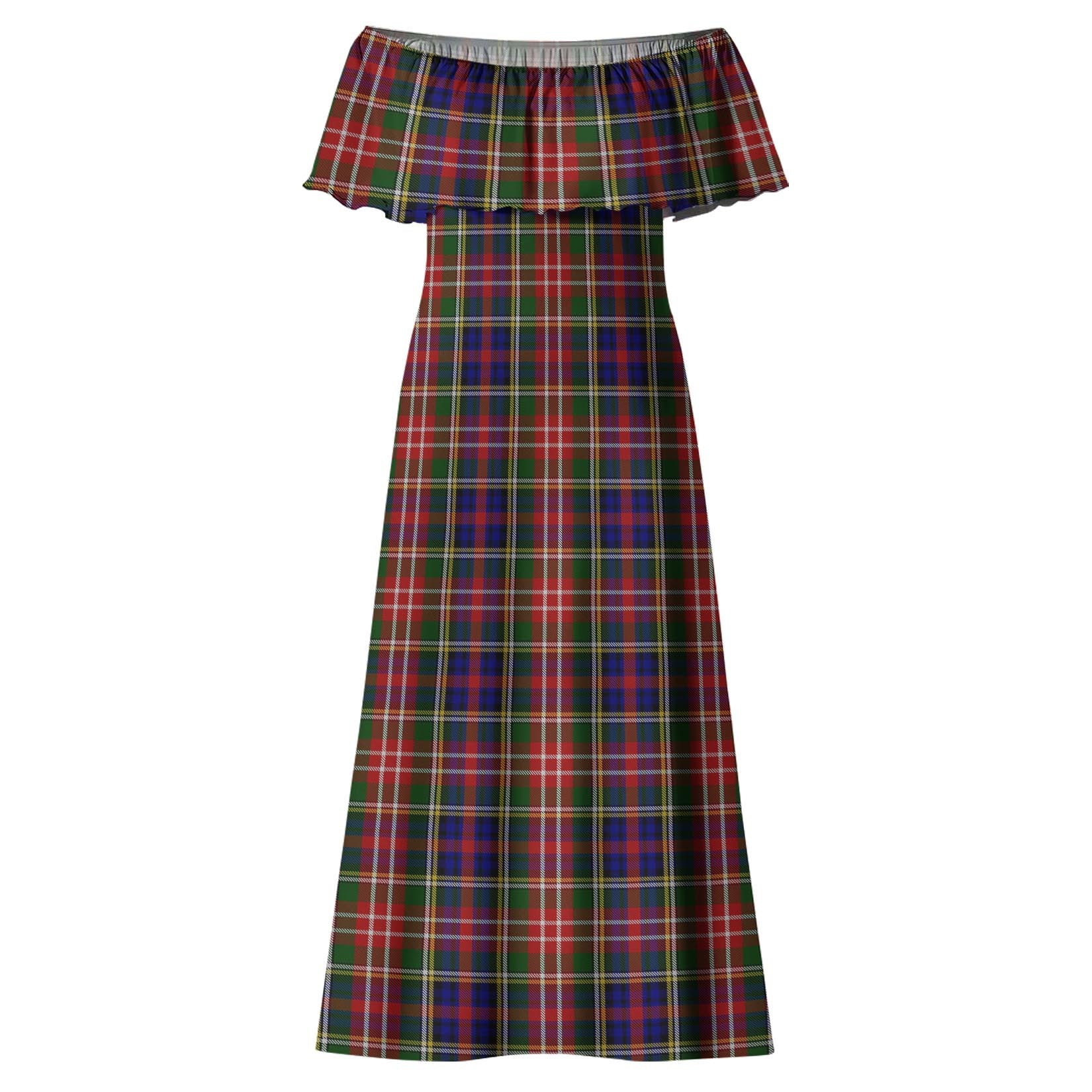 Christie Tartan Off Shoulder Long Dress - Tartanvibesclothing