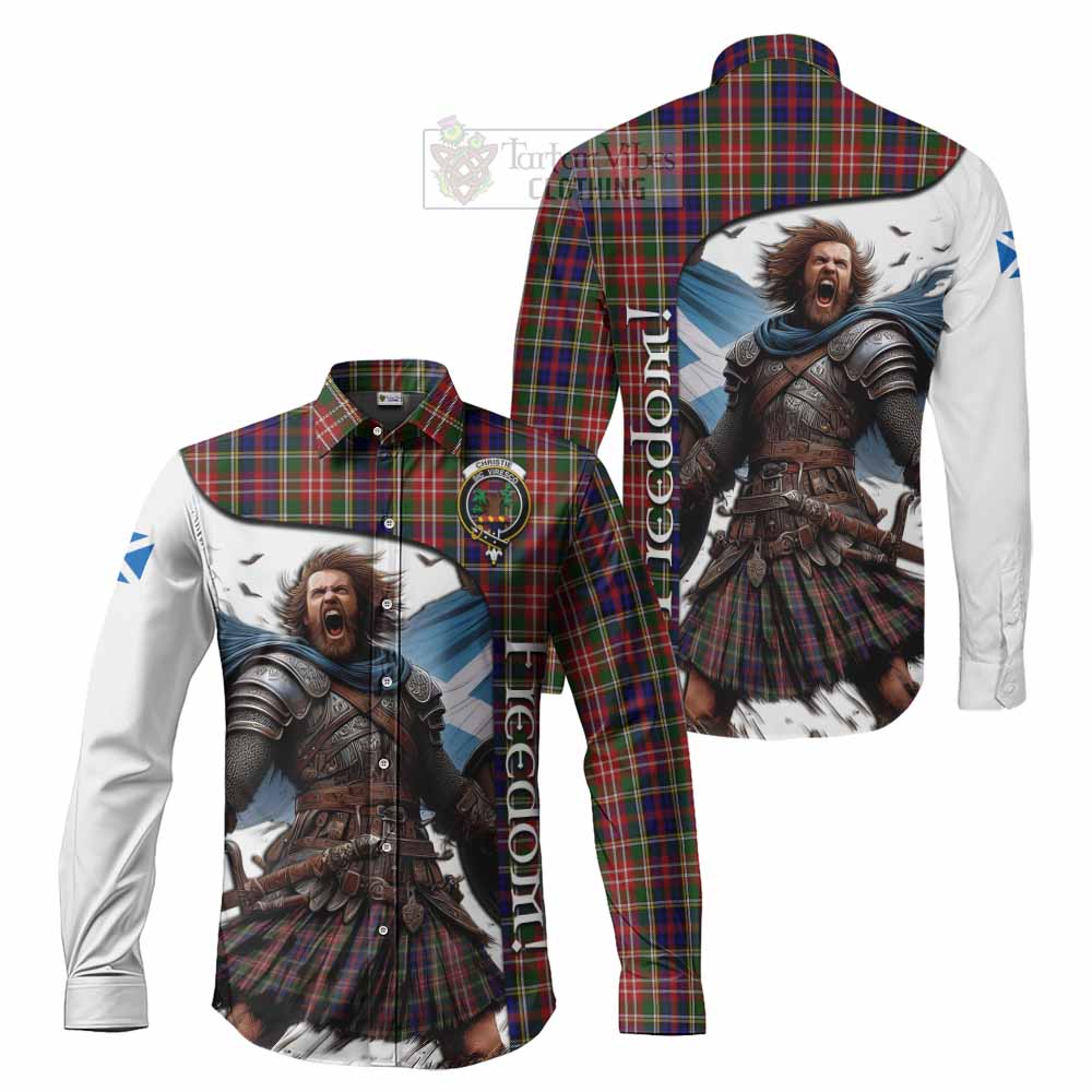 Tartan Vibes Clothing Christie Crest Tartan Long Sleeve Button Shirt Inspired by the Freedom of Scottish Warrior