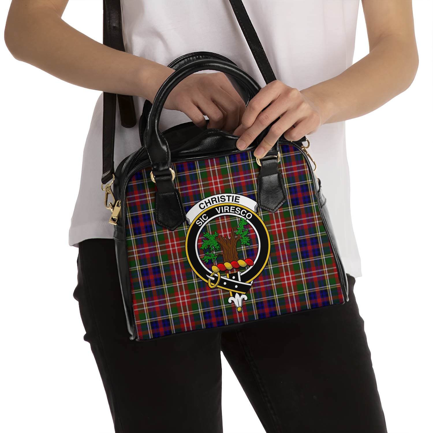 Christie Tartan Shoulder Handbags with Family Crest - Tartanvibesclothing