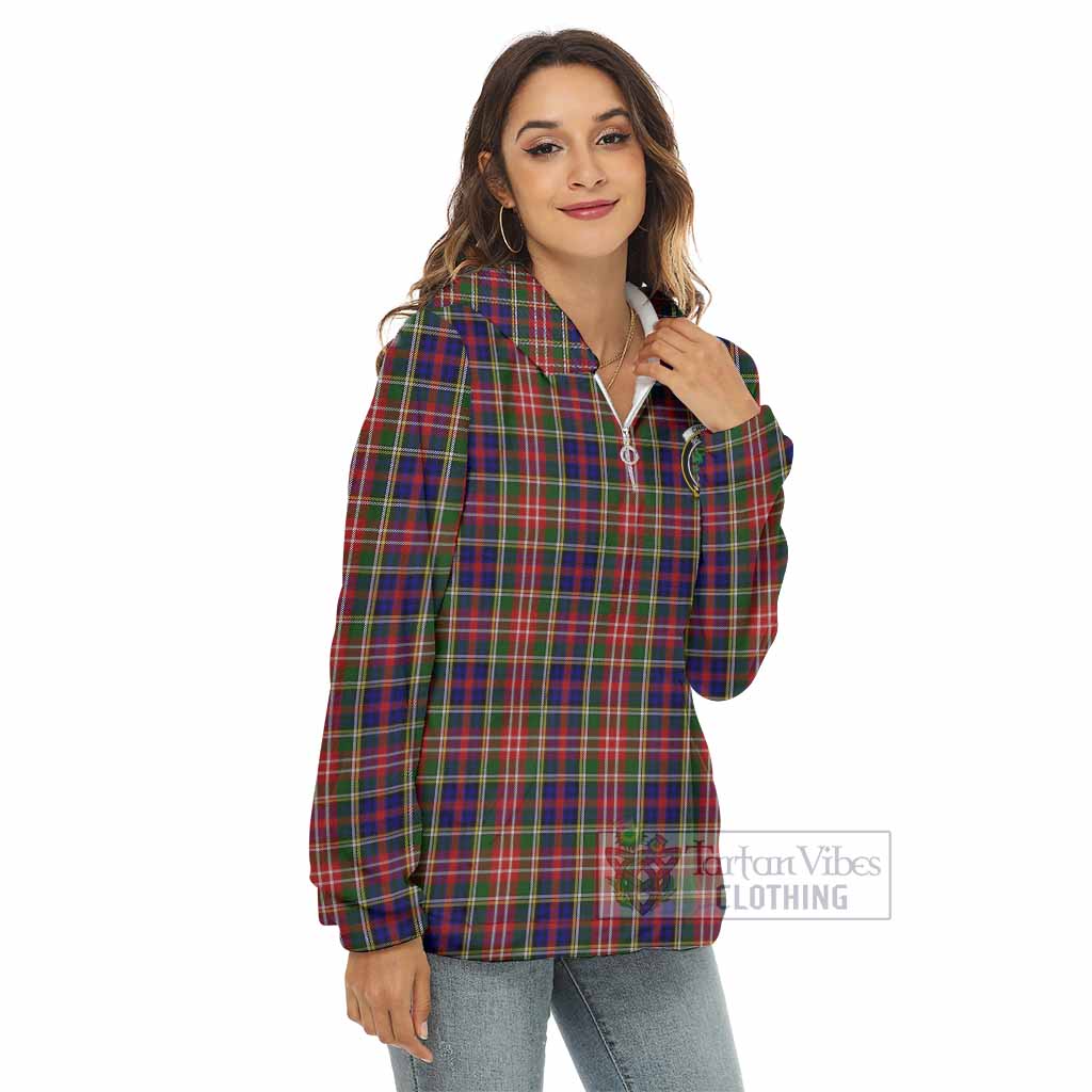 Tartan Vibes Clothing Christie Tartan Crest Women's Borg  Half Zip Fleece Hoodie