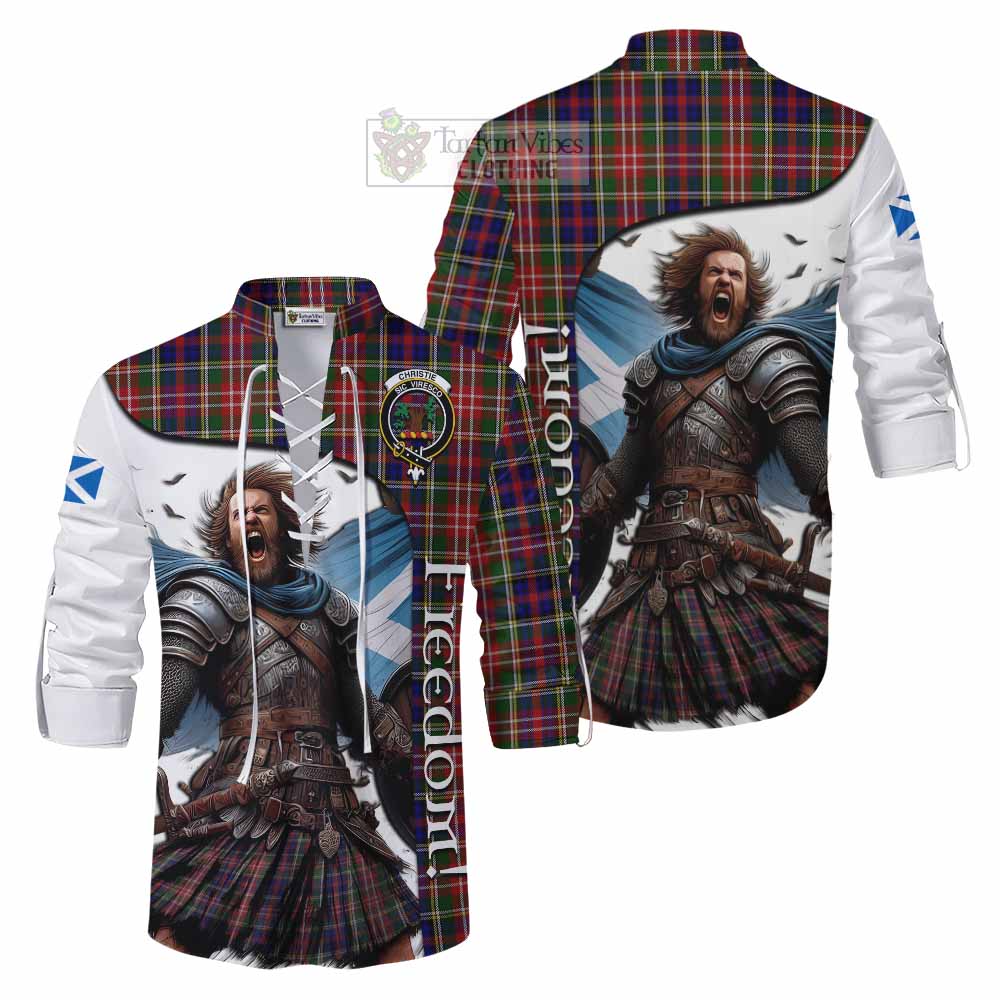 Tartan Vibes Clothing Christie Crest Tartan Ghillie Kilt Shirt Inspired by the Freedom of Scottish Warrior