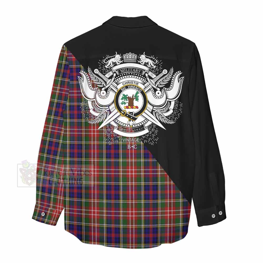 Tartan Vibes Clothing Christie Tartan Women's Casual Shirt with Family Crest and Military Logo Style